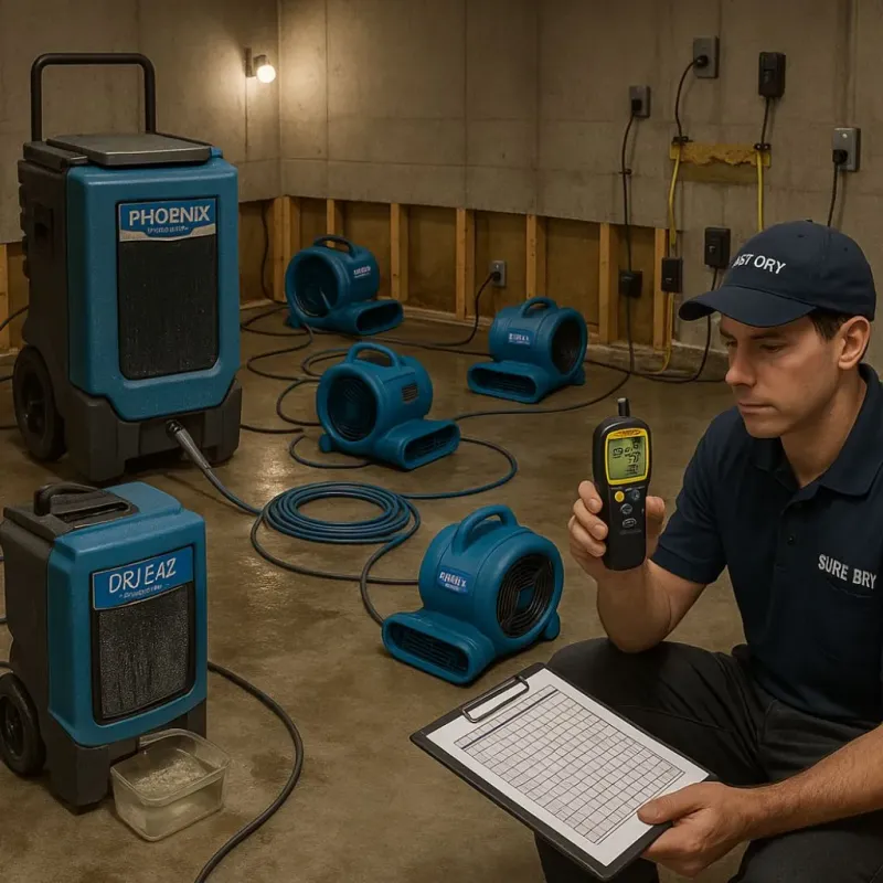 Structural Drying and Dehumidification process in Woodville, WI